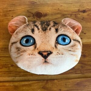 Cute Cat Face Plush Pillow Blue Eyes Soft Stuffed Toy Kids Gift